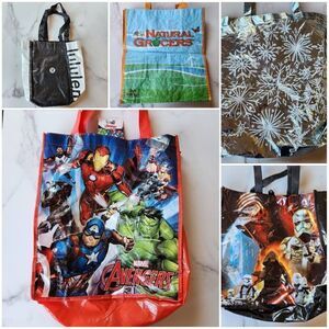 Reusable Shopping bag bundle of 6 Avengers Star Wars Lululemon Snowflakes Alien